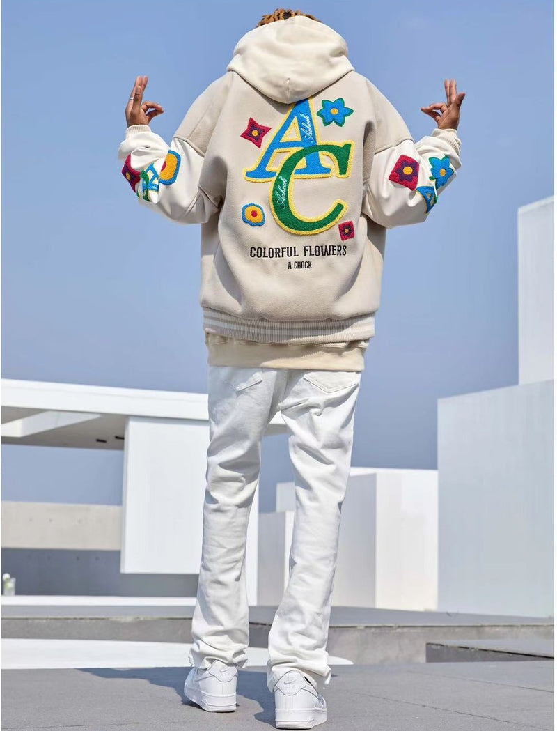 ACHOCK Floral Embroidered Designed Baseball Jacket