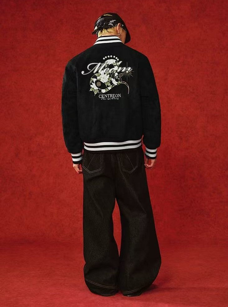 MEDM "Year of the Snake" Suede Varsity Jacket