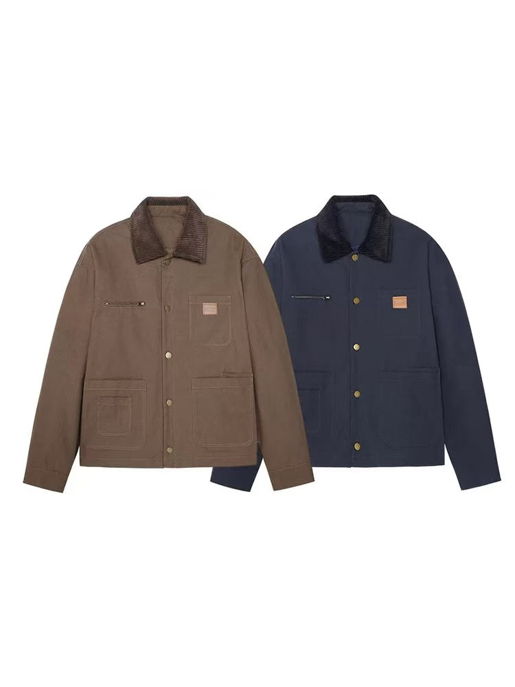 ICONSLAB Corduroy Collar Barn Style Work Jacket