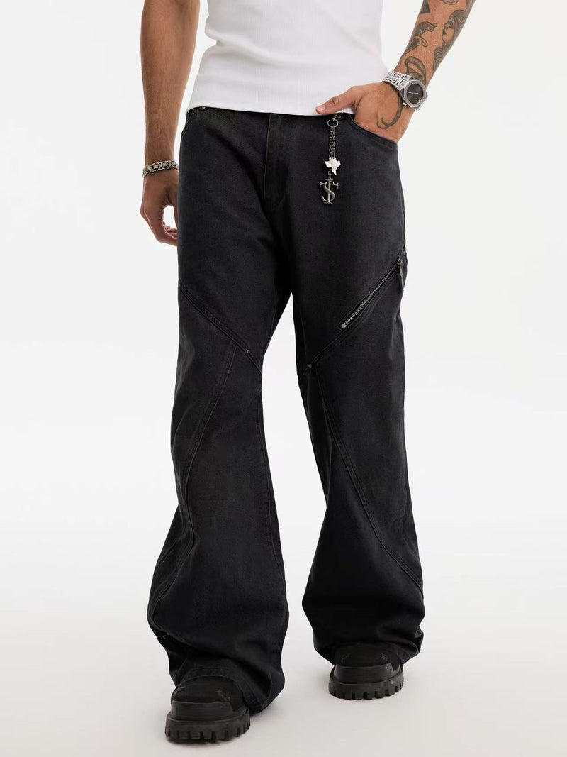 STK Vintage Waterwashed Curved Blade Flared Jeans