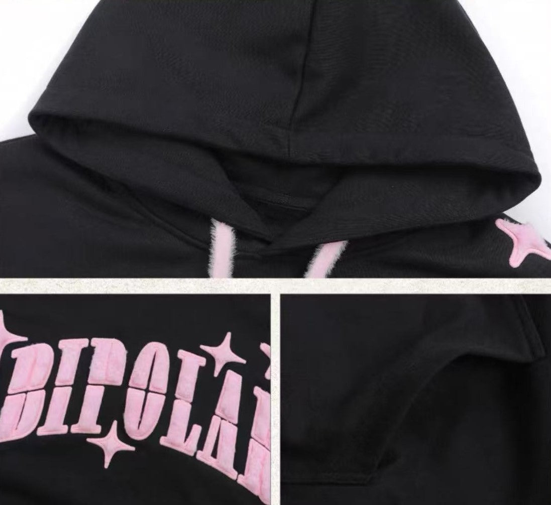 BIPOLAR Rabbit Mink Velvet Hyphenated Patch Hoodie