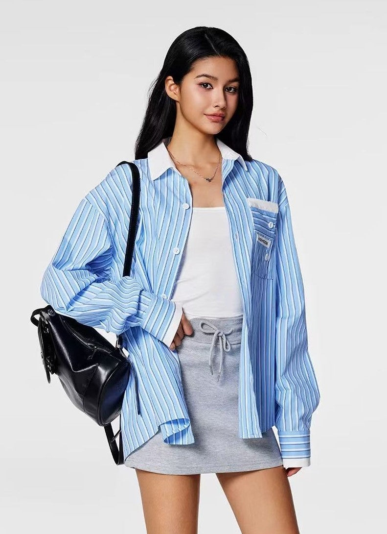 ACHOCK Striped Lining Long-sleeve Shirt