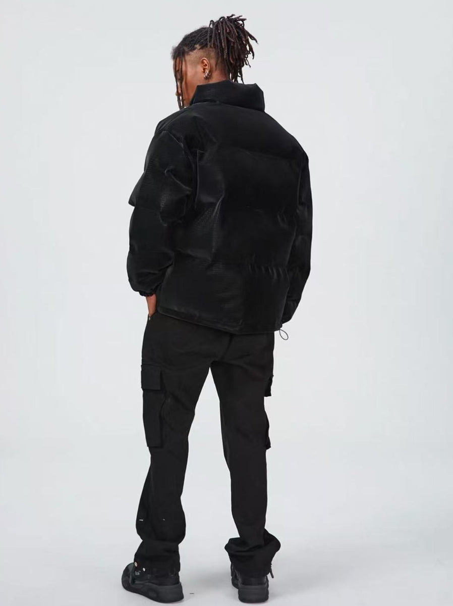 BIPOLAR Crocodile Pattern Metal Logo Cotton Jacket
