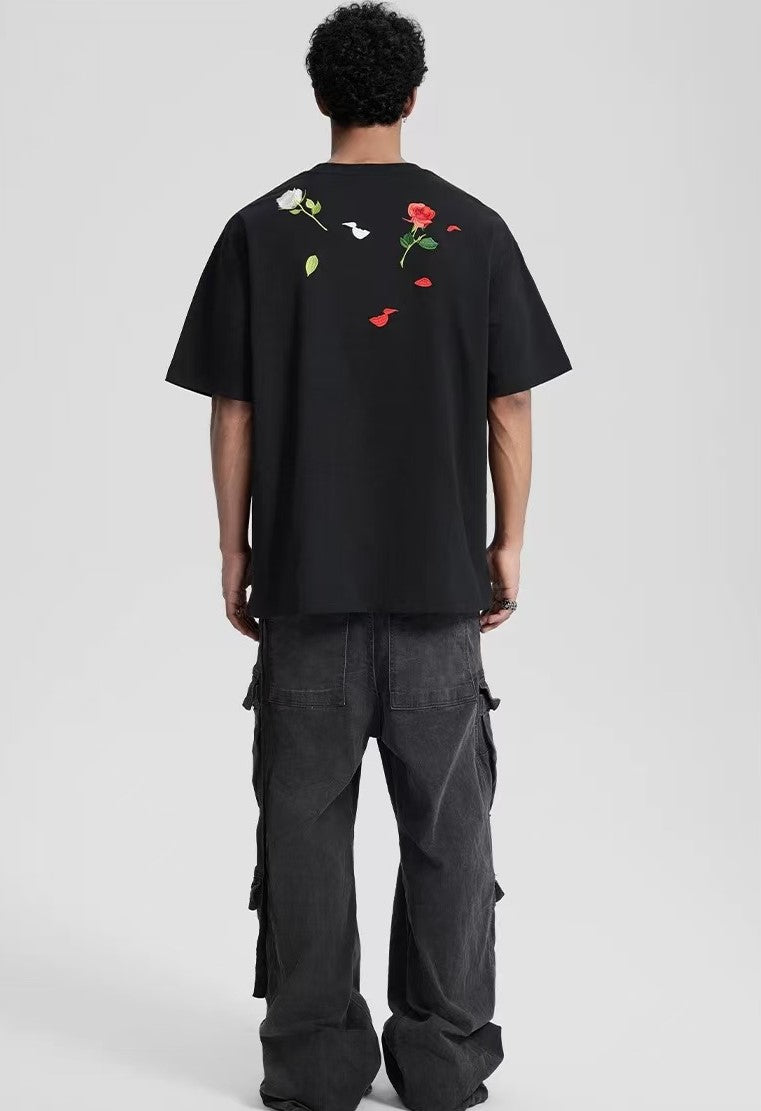 ACHOCK Rose Embroidered Short-sleeve T-shirt