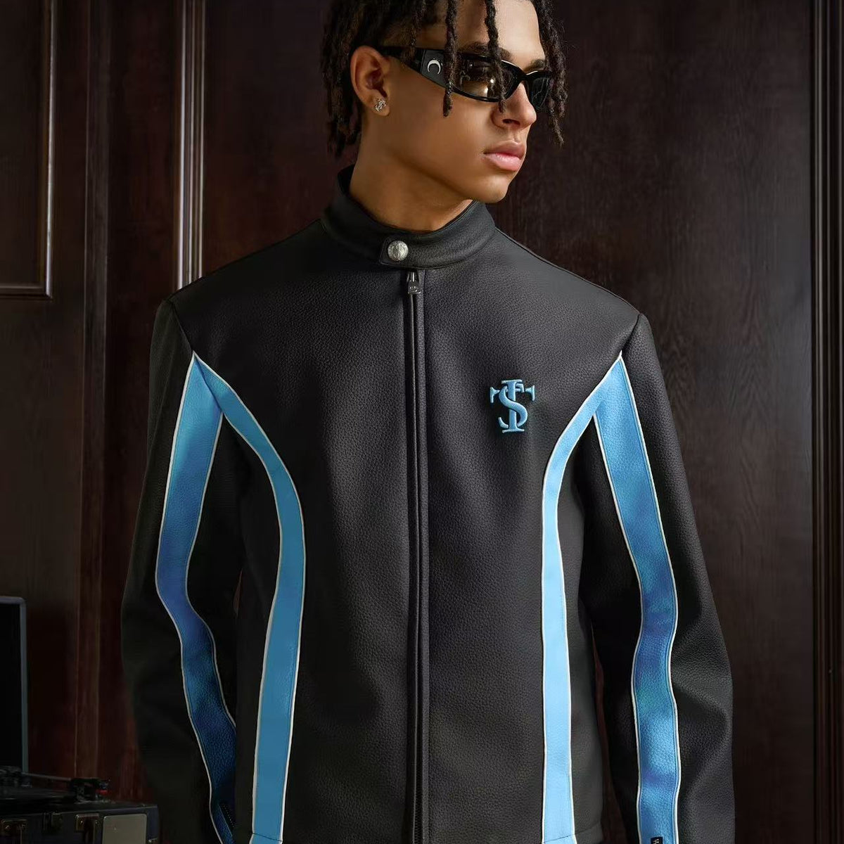 STK Vintage Striped Racing Leather Jacket