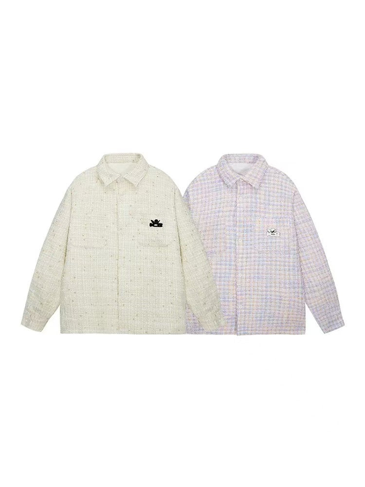 ICONSLAB Tweed Woven Long-sleeve Shirt Jacket