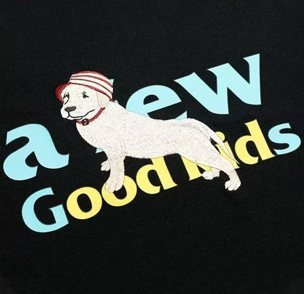 AFGK Vacation Puppy Embroidered Short Sleeve T-Shirt