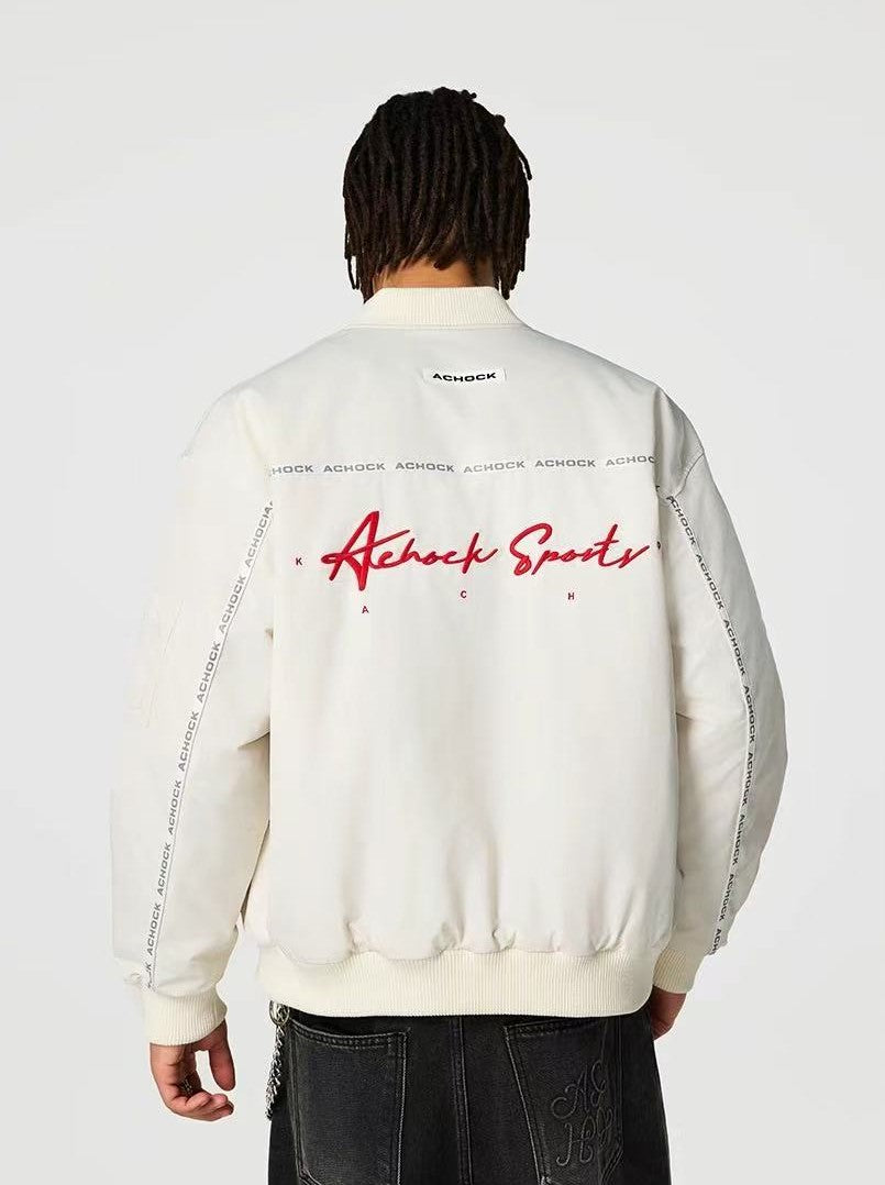 ACHOCK Logo Embroidered Baseball Jacket
