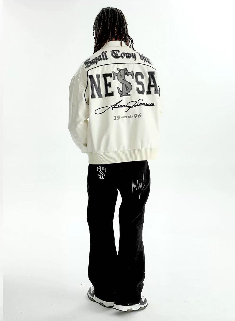 STK Wavy Line Slight Flared Waterwashed Jeans