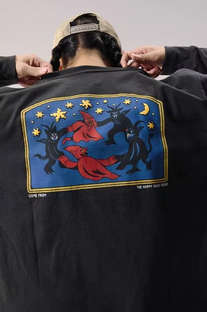 REMEDY Happy Devil Night Print Long-sleeve Tee