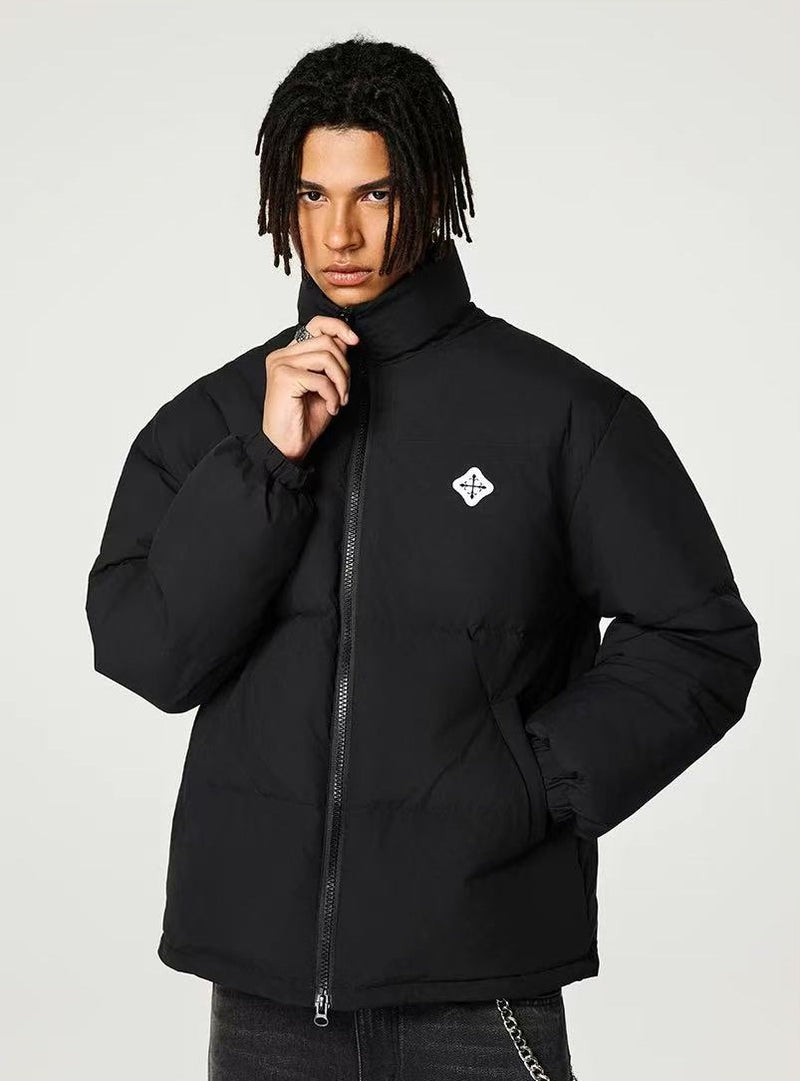 ACHOCK Logo Design Velvet Stand Collar Down Jacket