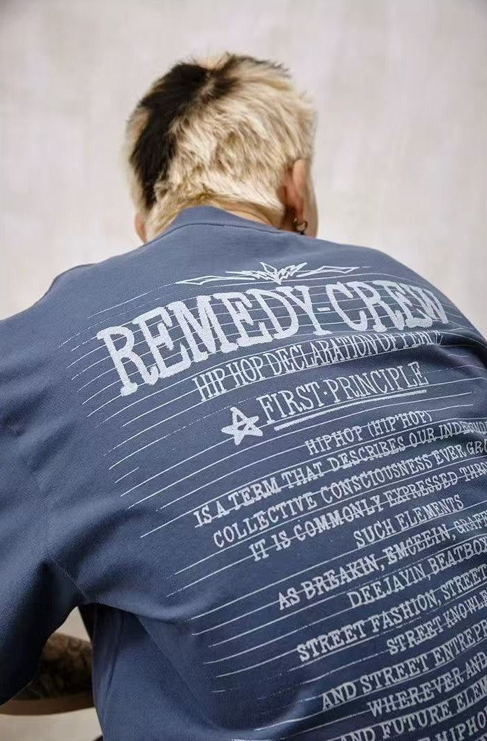 REMEDY Retro Letter Print Short-sleeve T-shirt