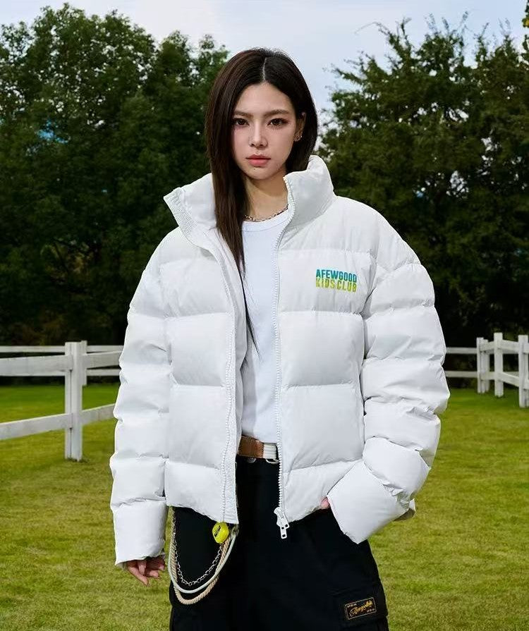 AFGK Embroidery Gradient Handwritten Font Down Jacket