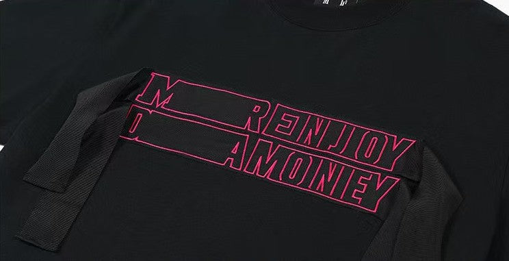 MEDM Webbing Embroidered Letter Short-sleeves T-shirt