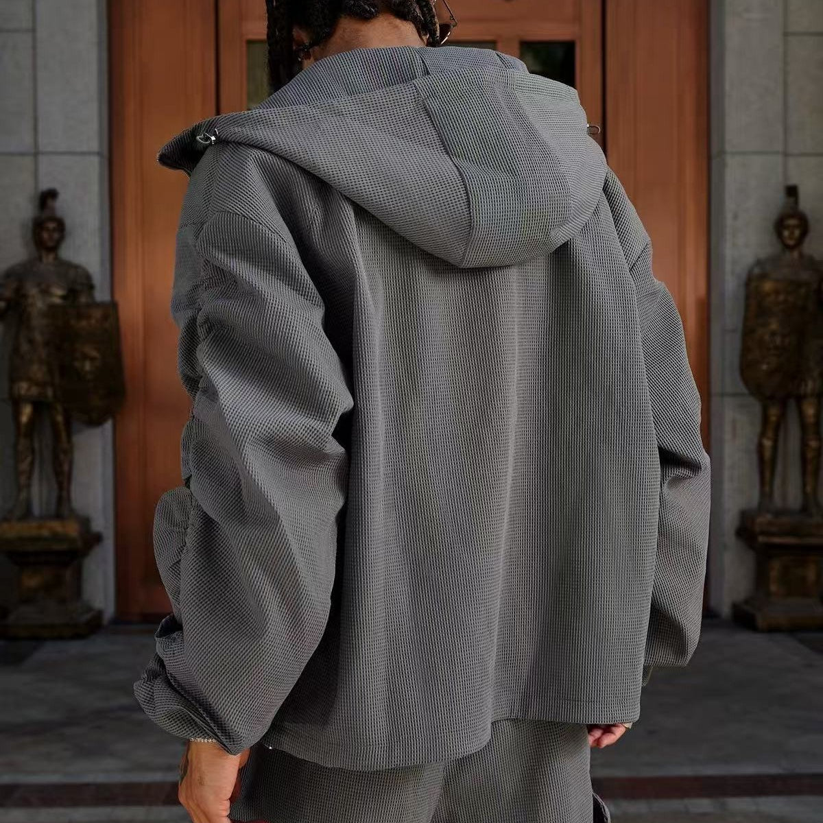 STK Vintage Ruched Split Hooded Jacket