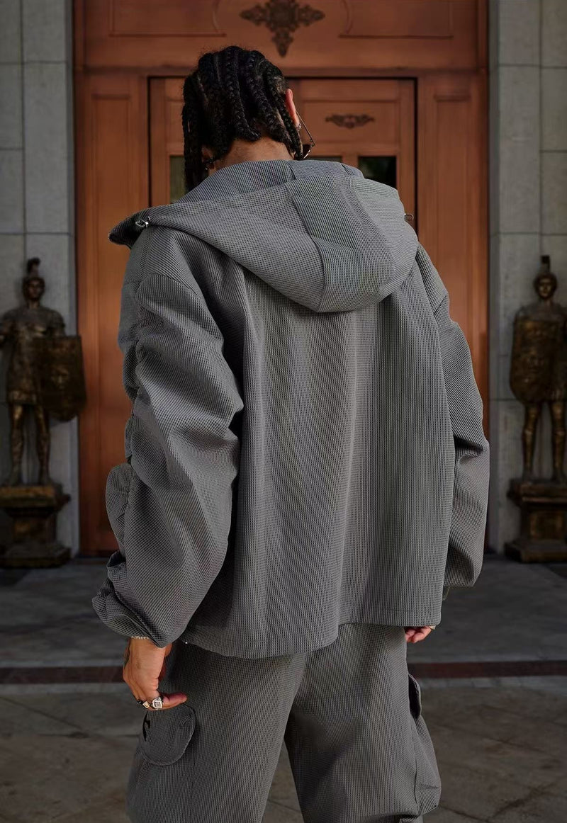 STK Vintage Ruched Split Hooded Jacket