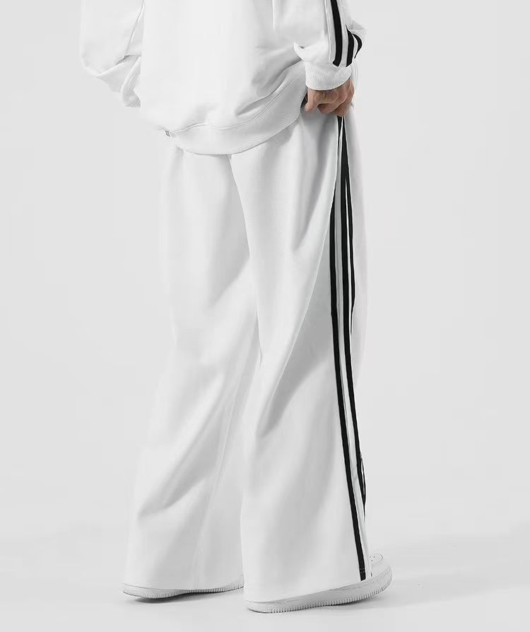 WASSUP Color Matching Wide Leg Track Pants