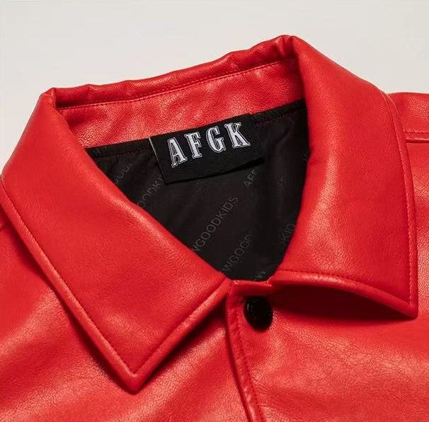 AFGK Star Angel Embroidered Leather Jacket