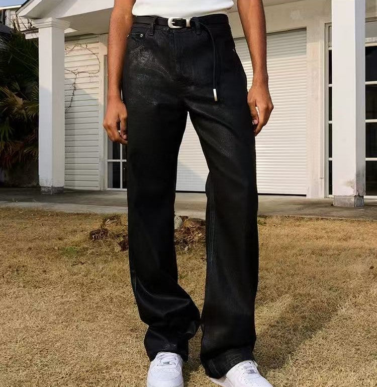 AFGK Casual Loose Wax Denims Pants