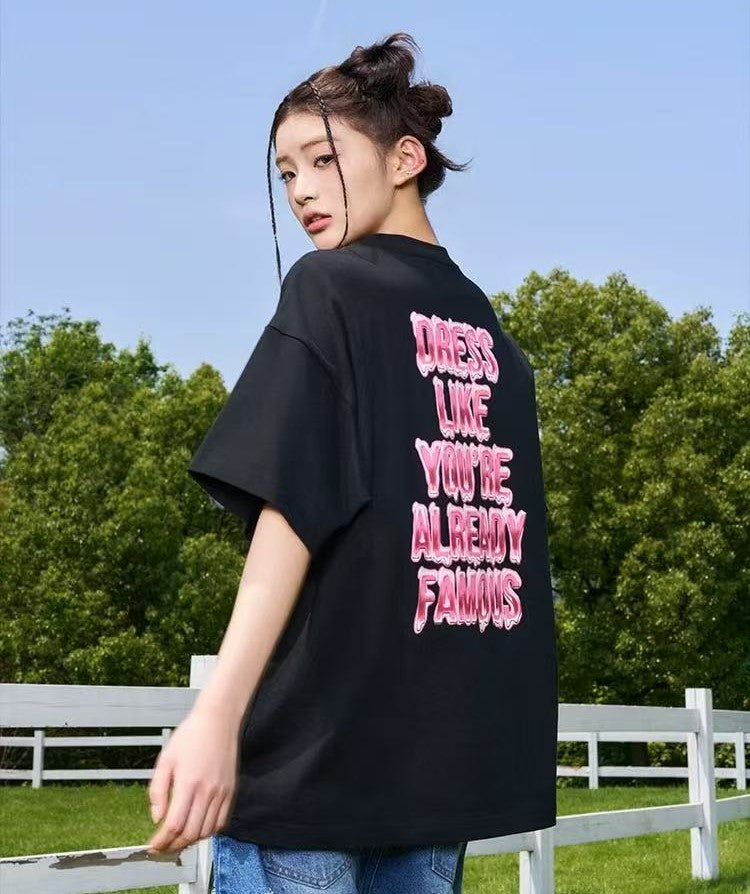 AFGK Liquid Font Printed Short-sleeved T-shirt