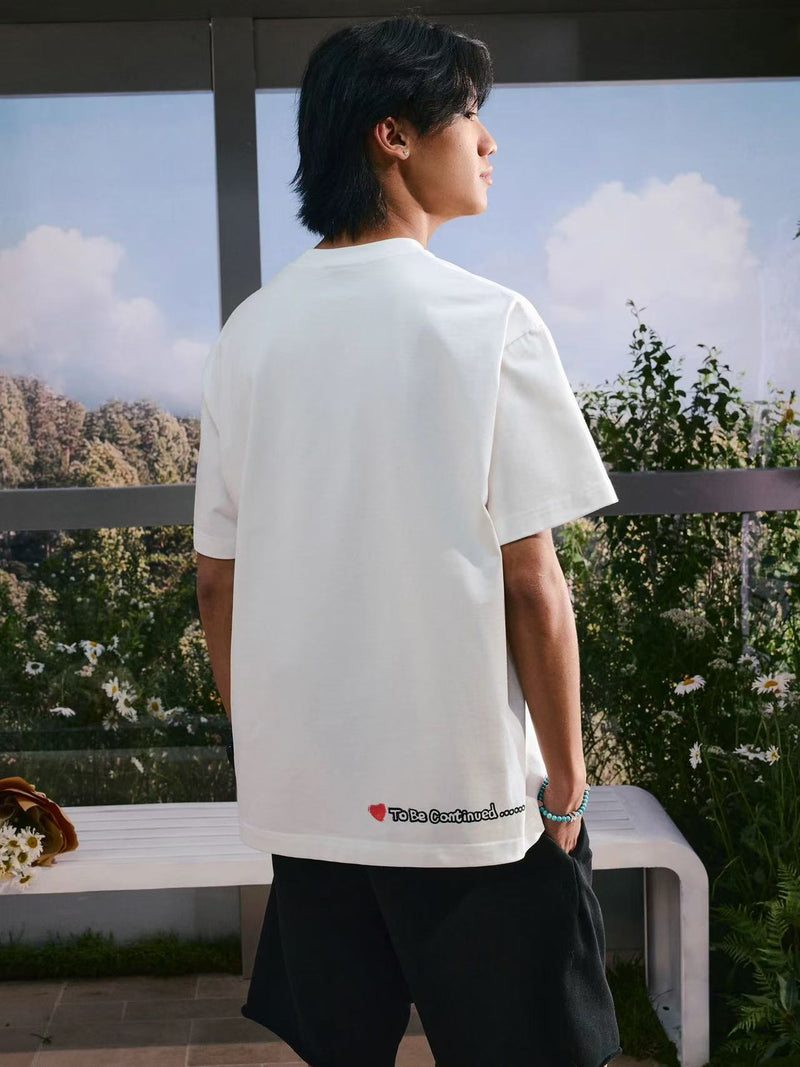 MEDMxNewmasus Butterfly Floral Print Short-sleeved T-shirt