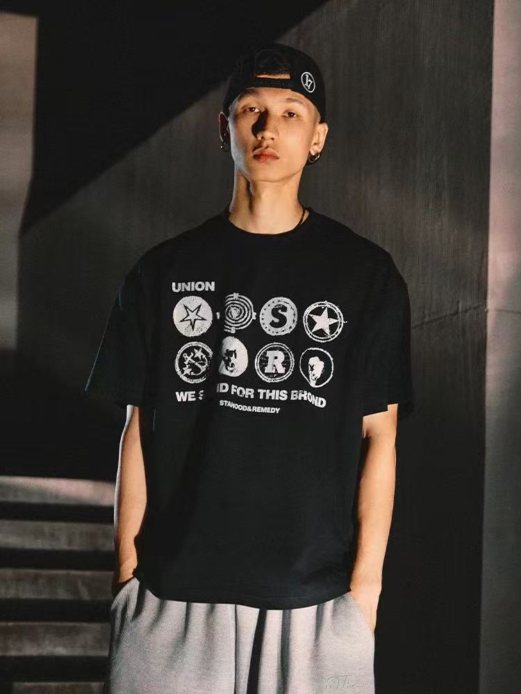 REMEDYxSTA Military Medal Print Short-sleeved T-shirt