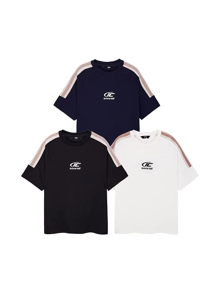 ICONSLAB Contrast Striped Webbing Raglan T-shirt