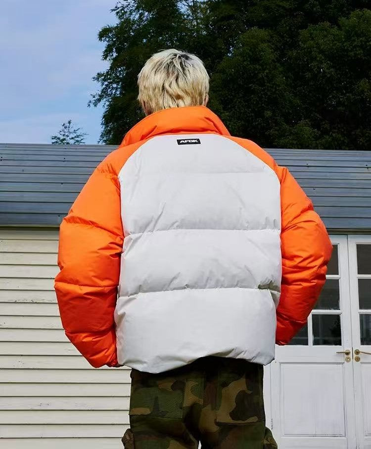 AFGK Raglan Sleeve Color Block Stand Collar Down Jacket