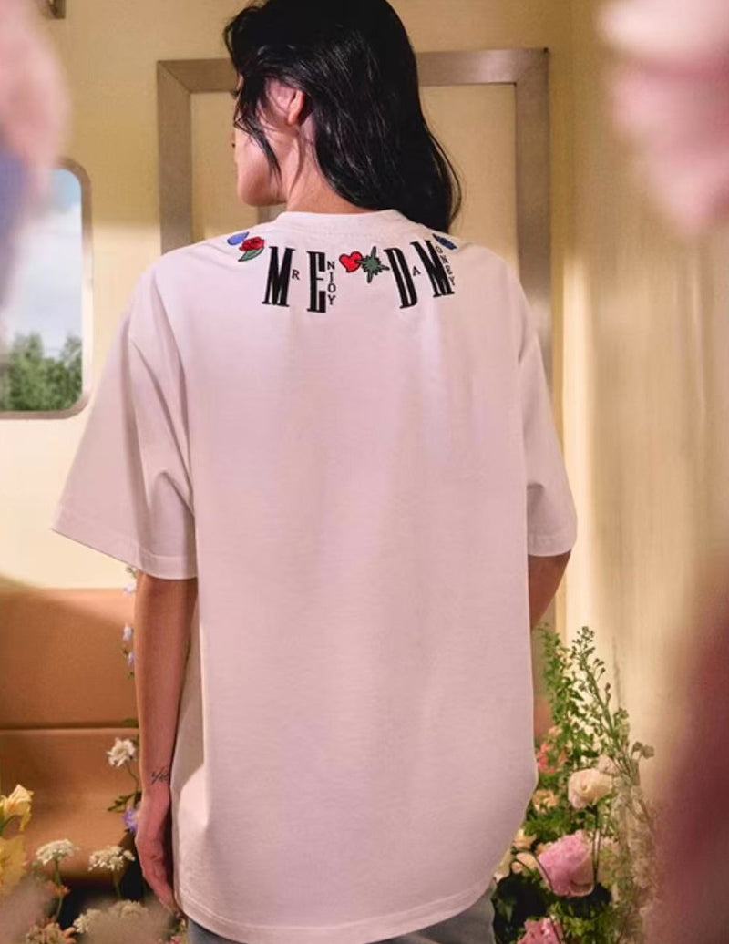 MEDM Necklace Embroidered Short-sleeve T-shirt