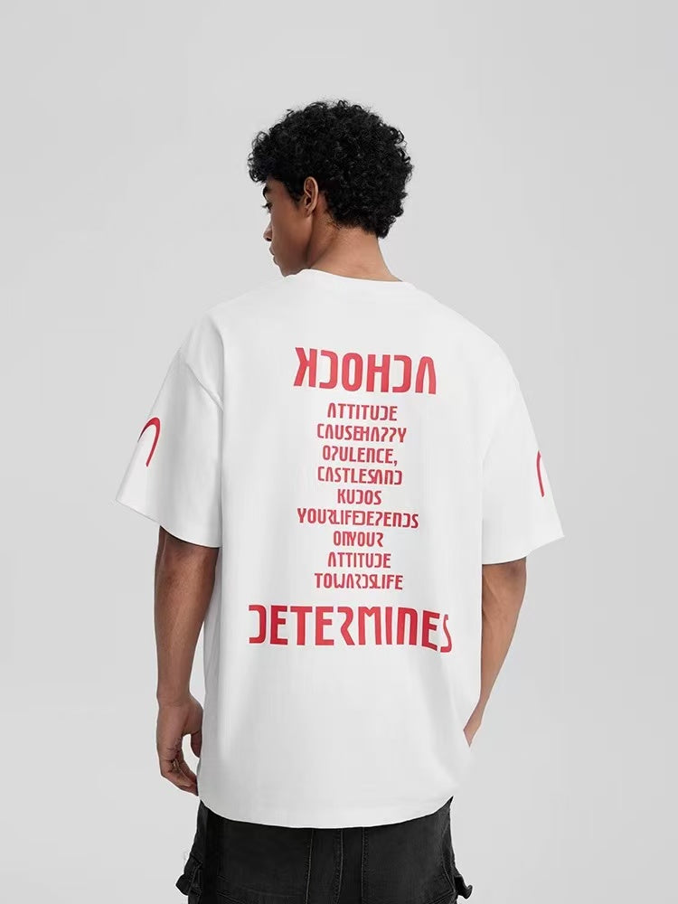 ACHOCK Street Wear Simple Basic Printed T-shirt