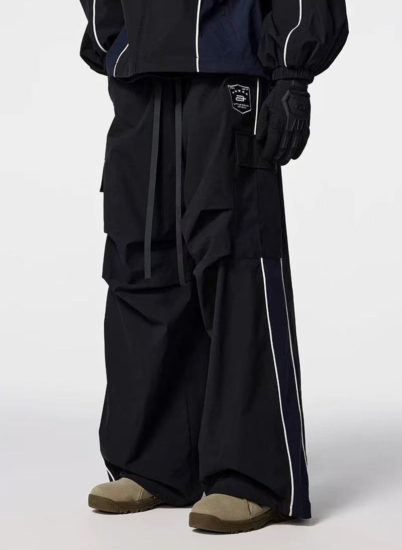 ACHOCK Retro Vintage Side Stripe Outdoor Cargo Paratrooper Pants