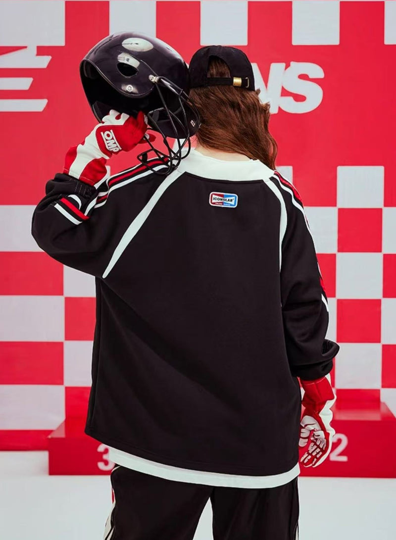 ICONSLAB Racing Collar Air Layer Contrast Dyed Woven Sweatshirt