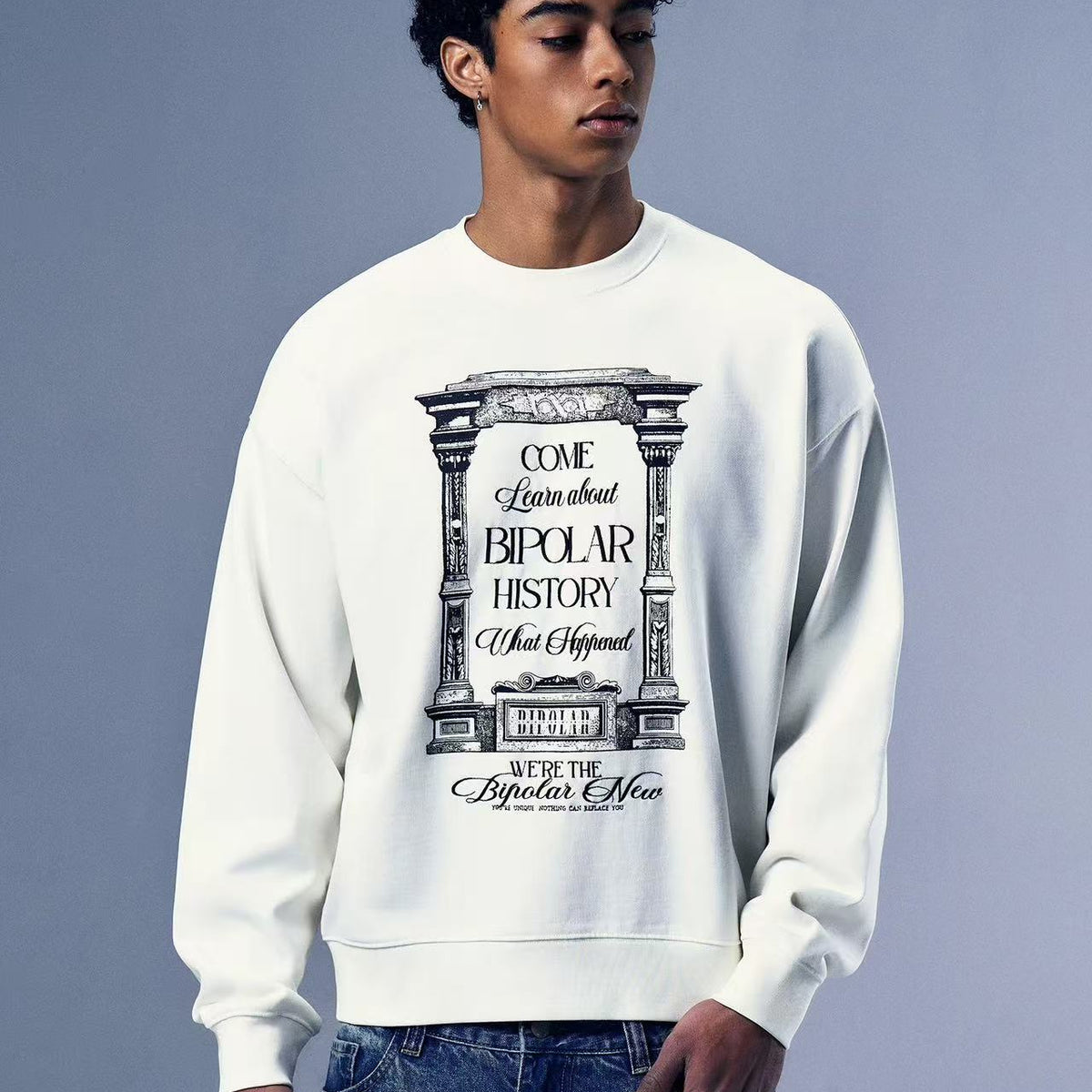 BIPOLAR Retro Street Hip Hop Crew Neck Sweatshirt