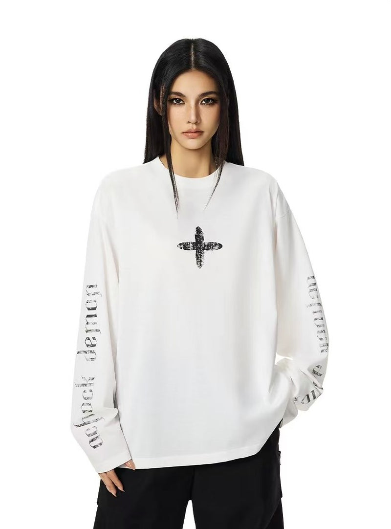 ACHOCK Retro Simple Cross Long-sleeved Tee
