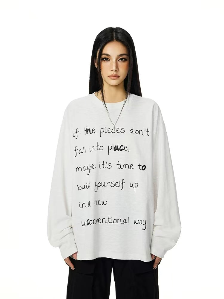 ACHOCK Bamboo Handwritten Printed Long-sleeve T-shirt