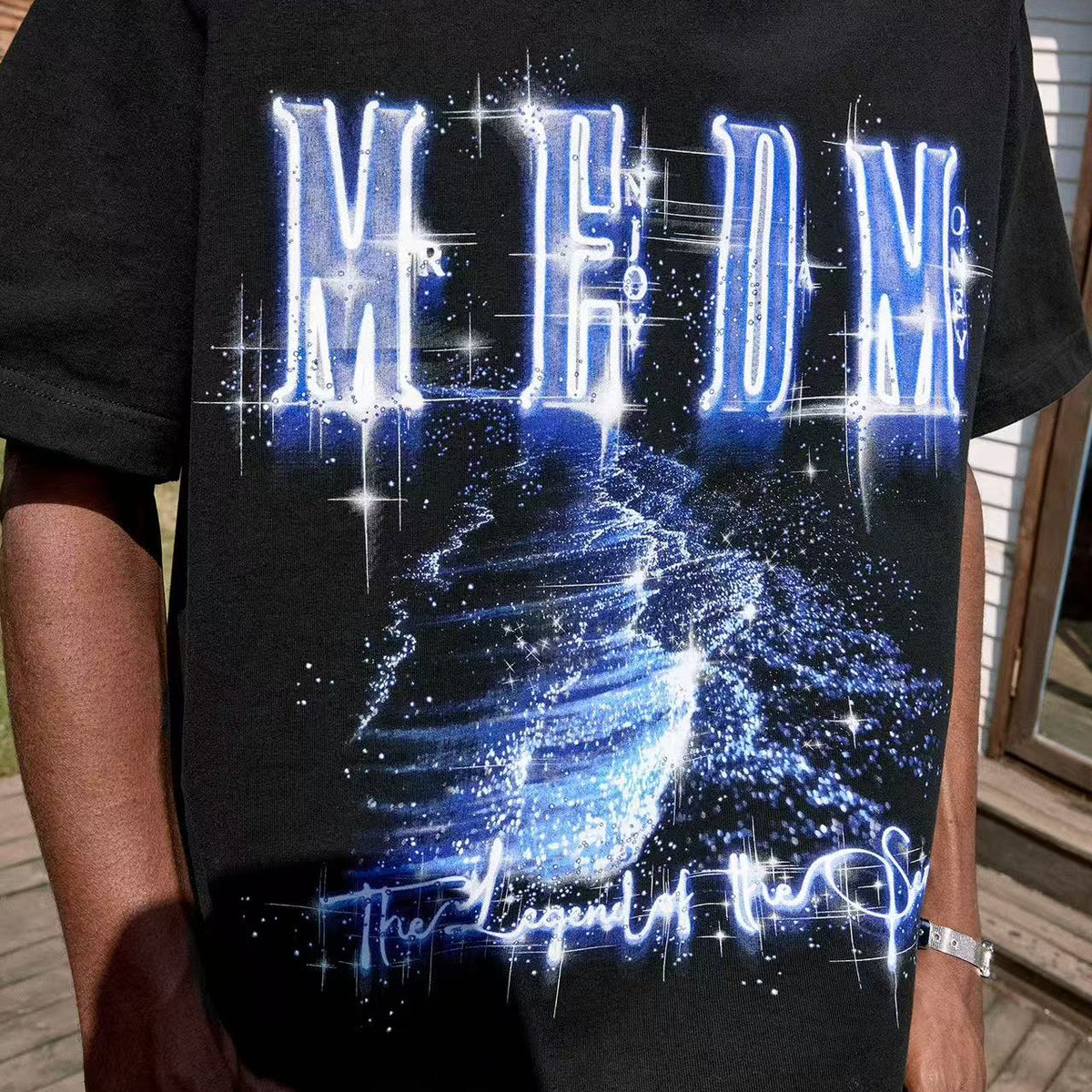 MEDM Heat-set Oil Printed Blue Tears Short-sleeved T-shirt
