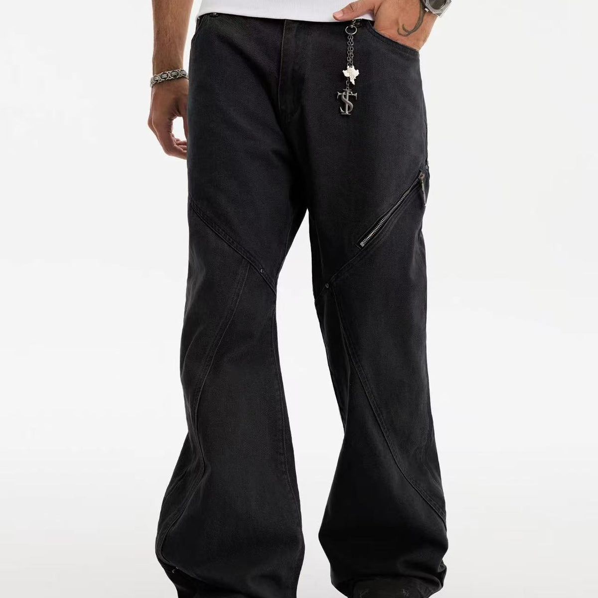 STK Vintage Waterwashed Curved Blade Flared Jeans