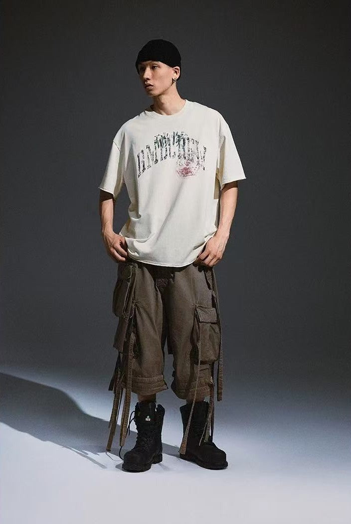 REMEDY Distressed Letter Print Short-sleeve T-shirt