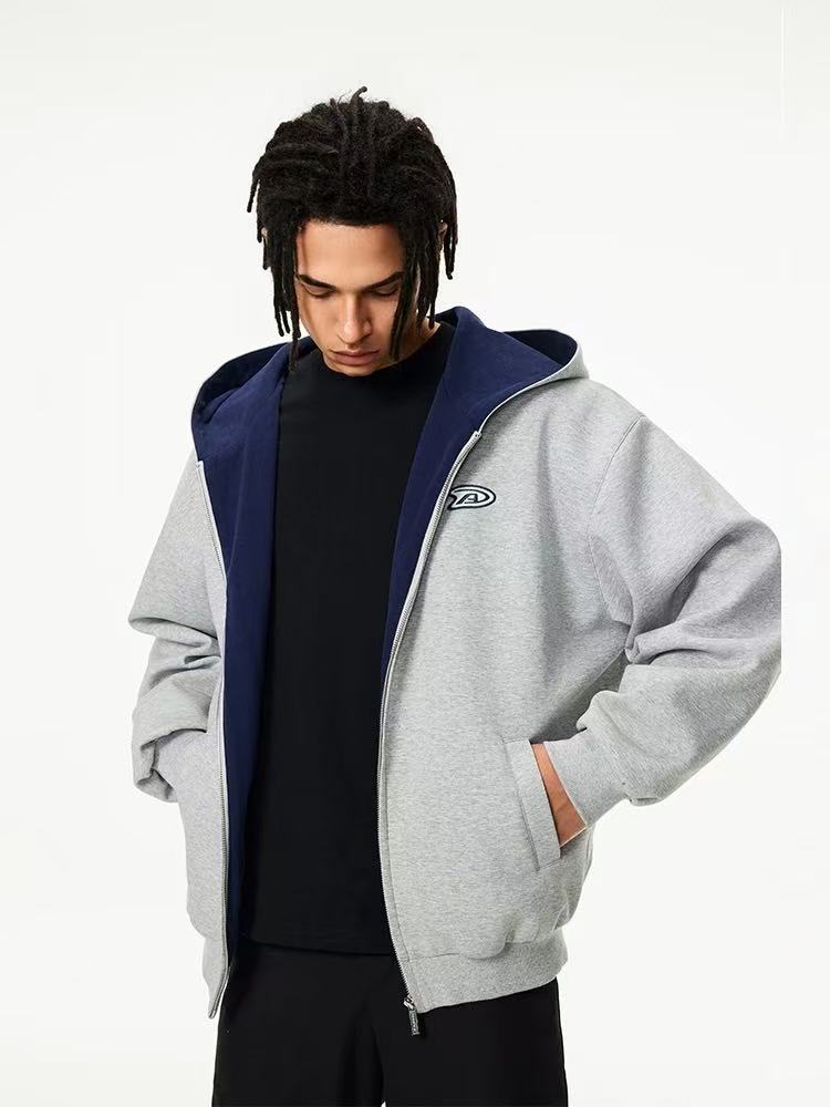 ACHOCK Logo Print Two-tone Hooded Sweatshirt