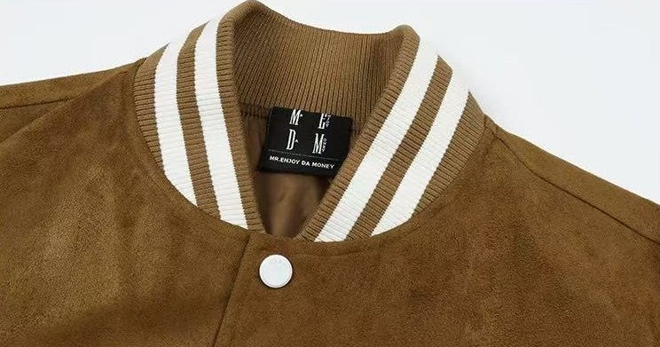 MEDM Suede Diamond-patterned Baseball Jacket
