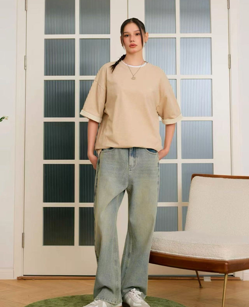 ICONSLAB Fake Two-piece Contrasting Text T-shirt