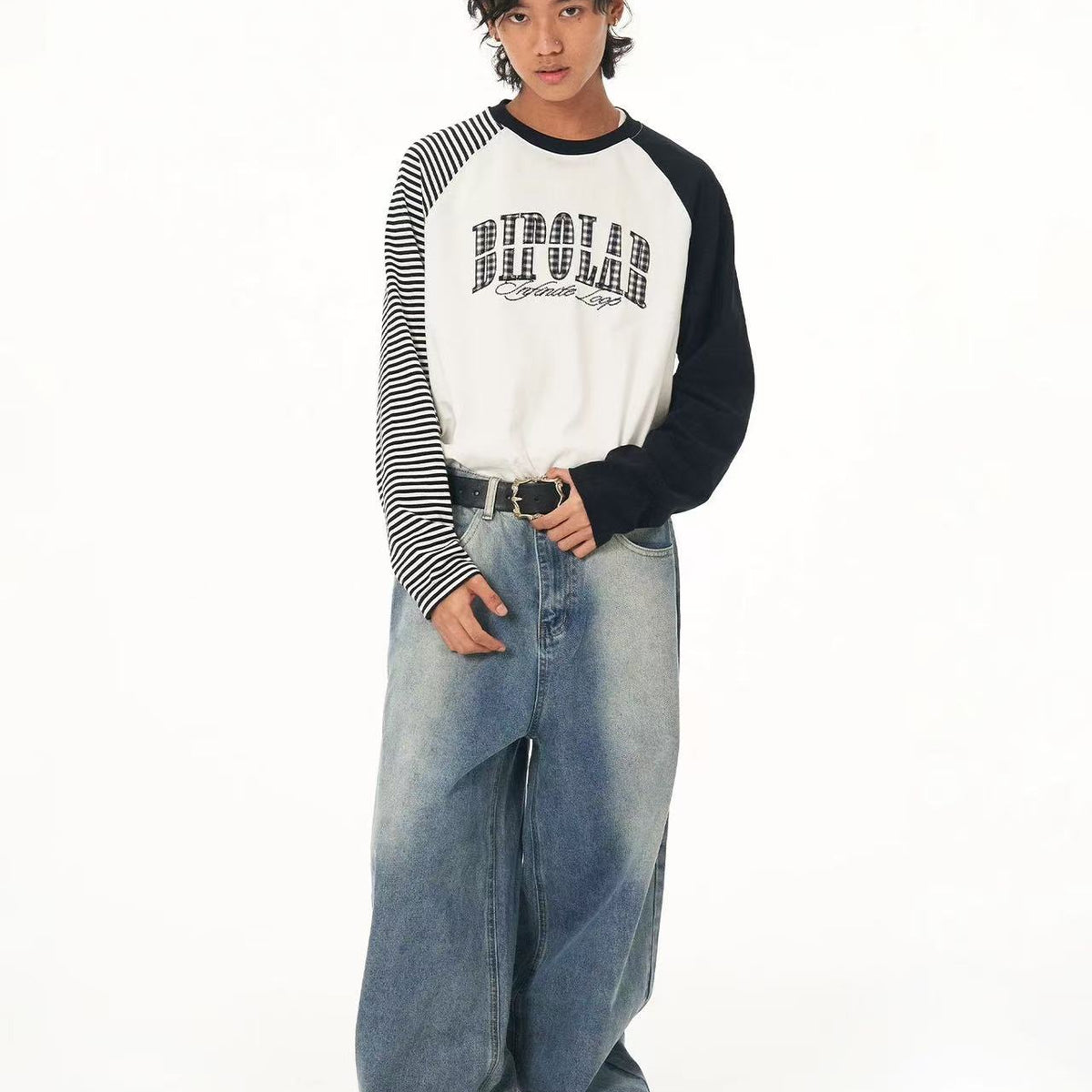BIPOLAR Mirrored Wide-leg Jeans
