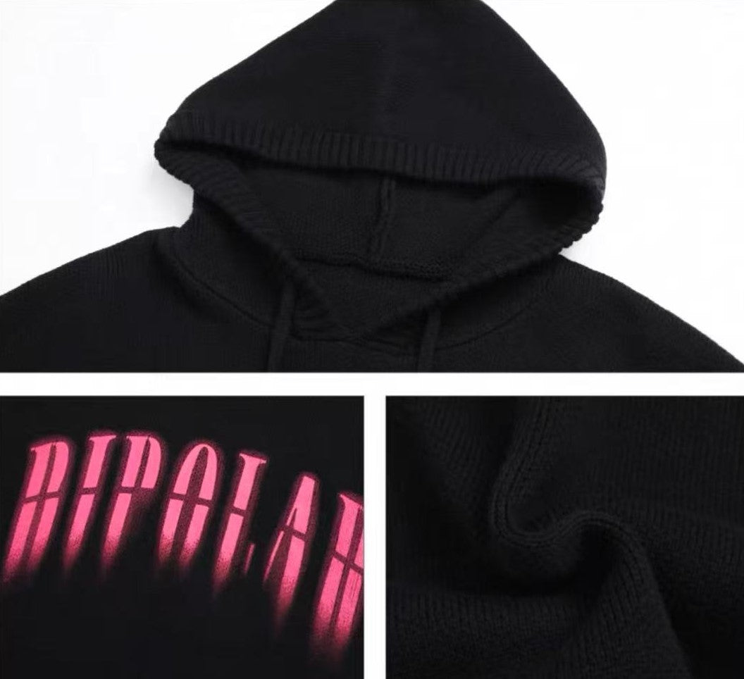 BIPOLAR Direct Print Letter Hooded Sweater