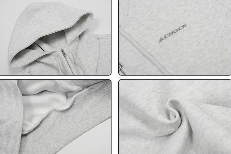 ACHOCK Double Zipper Air Layer Cardigan Hooded Jacket