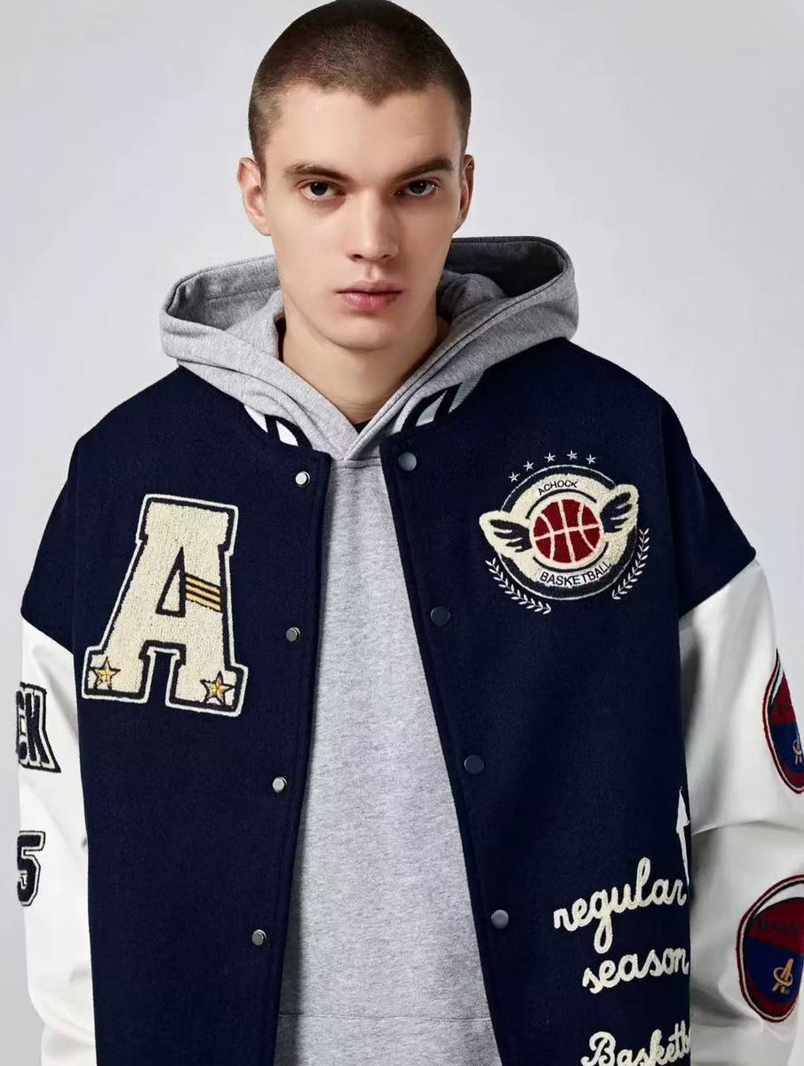 ACHOCK Alphabet Baseball Jacket