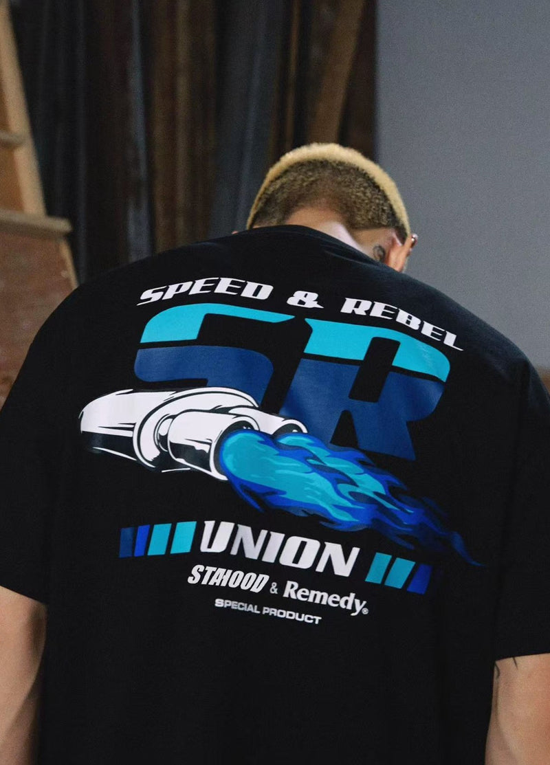 REMEDYxSTA SR Car Engine Printed Short-sleeve T-shirt