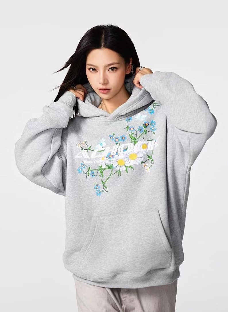 ACHOCK Floral Printed Foam Hoodie