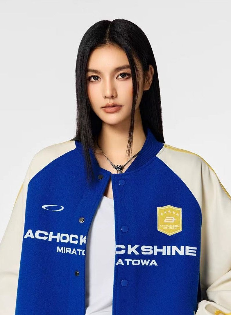 ACHOCK Stitched Contrasting Retro Baseball Jacket