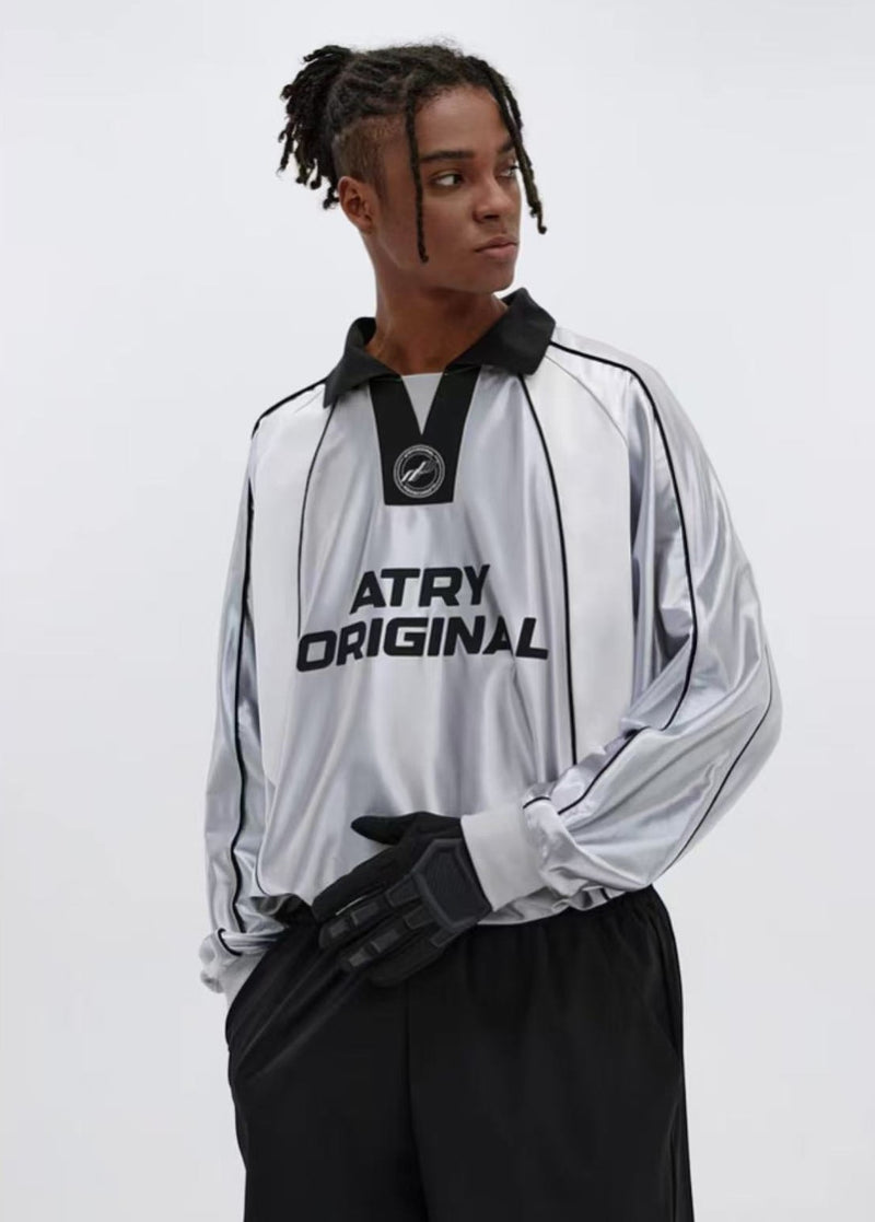 ATRY Contrast Color Patchwork Printed POLO Jersey