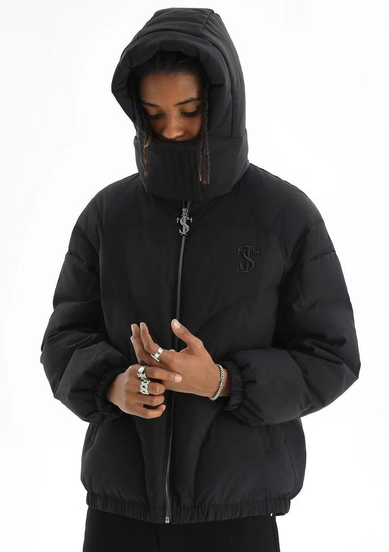 STK Vintage Quilted Embroidered Hooded Down Jacket